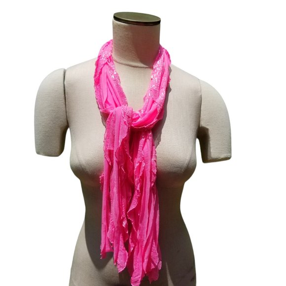 Magenta Silver Flutter Scarf Lightweight Women Accessory Mul… - Picture 3 of 5